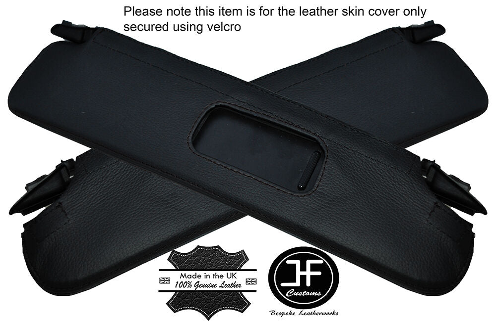 BLACK STITCHING 2X SUN VISORS LEATHER COVERS FITS BMW Z4 E85 CONVERTIBLE 03-09