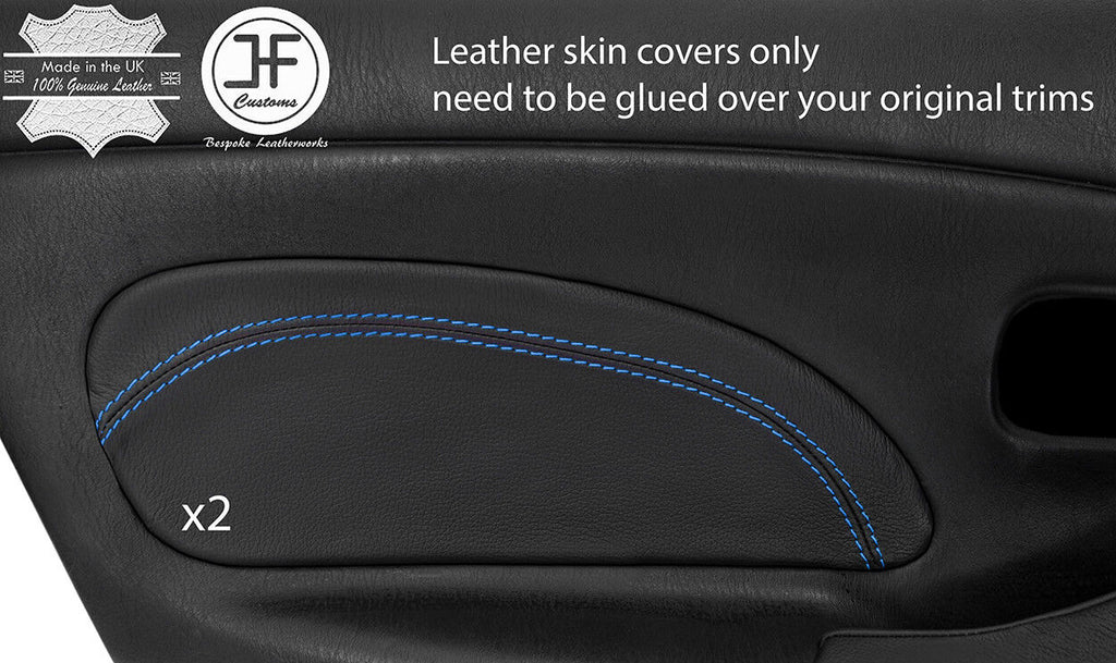 BLUE STITCH 2X DOOR CARD TRIM LEATHER COVER FITS MAZDA MX5 MK2 2.5 MIATA 01-05