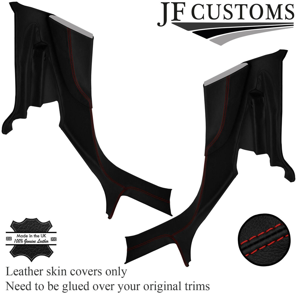 D RED STITCH LEATHER 2X REAR BOOT SIDE TRIM COVERS FITS TESLA MODEL S 12-21