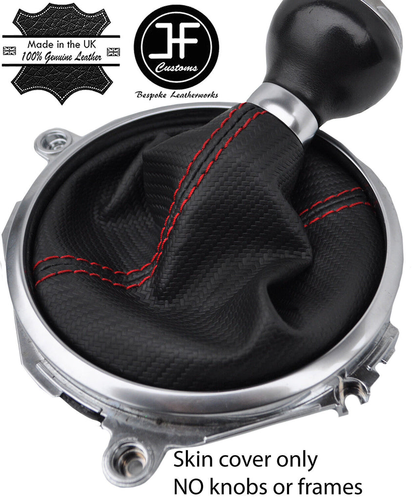 RED STITCHING CARBON FIBER VINYL MANUAL GEAR GAITER FOR AUDI TT MK2 2006-2014