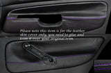 PURPLE STITCHING 2X FRONT DOOR CARD SKIN COVERS FITS VW GOLF MK4 JETTA 98-05 5DR