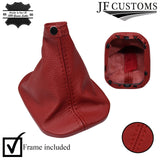DARK RED LEATHER MANUAL GEAR GAITER+PLASTIC FRAME FITS JEEP RENEGADE 14-20