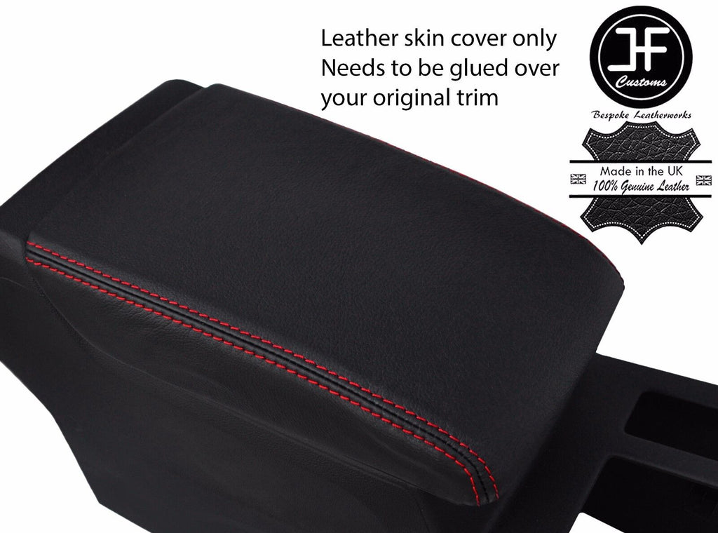 RED STITCHING REAL LEATHER ARMREST LID COVER FITS VW PASSAT B8 2015-2018