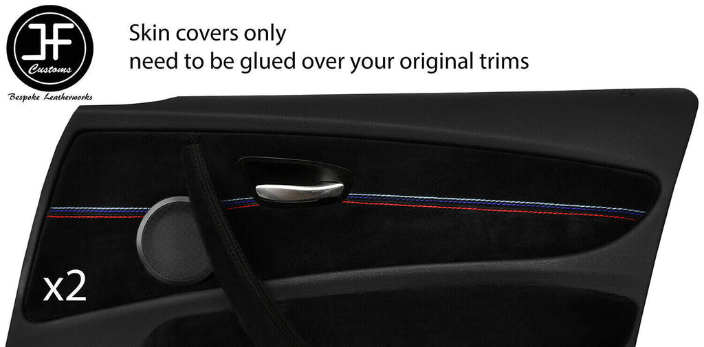 TRI STITCH 2X FRONT DOOR CARD TRIM SUEDE COVERS FITS BMW 1 SERIES E87 04-12