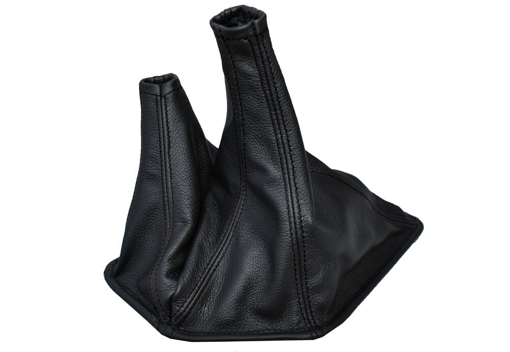 BLACK STITCH LEATHER GEAR GAITER FITS TOYOTA LAND CRUISER PRADO COLORADO 96-02