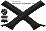 RED STITCH 2X A PILLAR SUEDE COVERS FOR BMW 3 E46 CONVERTIBLE 98-05 STYLE 2