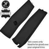 BLACK STITCH LEATHER 2X LOWER B PILLAR COVERS FITS VW T6 TRANSPORTER 2016-2019