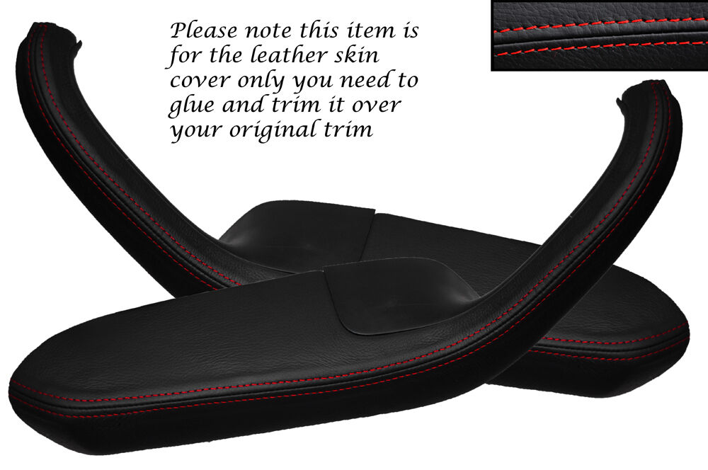 RED STITCH 2X REAR DOOR HANDLE ARMREST COVERS FITS AUDI A4 B6 2001-2004