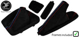 RED & TRI STITCH SUEDE MANUAL GAITER SET+PLASTIC FRAME FOR BMW 3 E46 99-05
