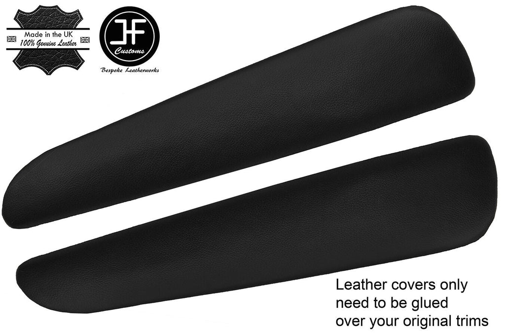 BLACK LEATHER 2X FRONT DOOR ARMREST PAD COVERS FITS BMW E46 CONVERTIBLE COUPE