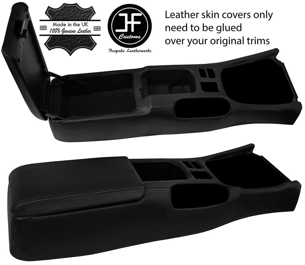BLACK & BLACK CENTRE CONSOLE & ARMREST LEATHER COVERS FITS NISSAN S14 1994-98