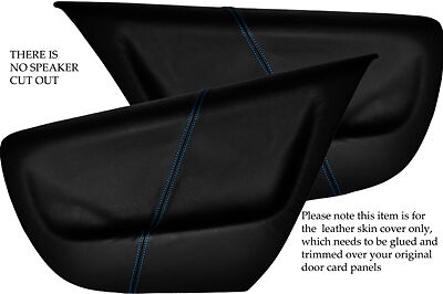 BLUE  STITCHING FITS  VW LUPO 98-05 2X REAR DOOR CARD LEATHER SKIN COVERS ONLY
