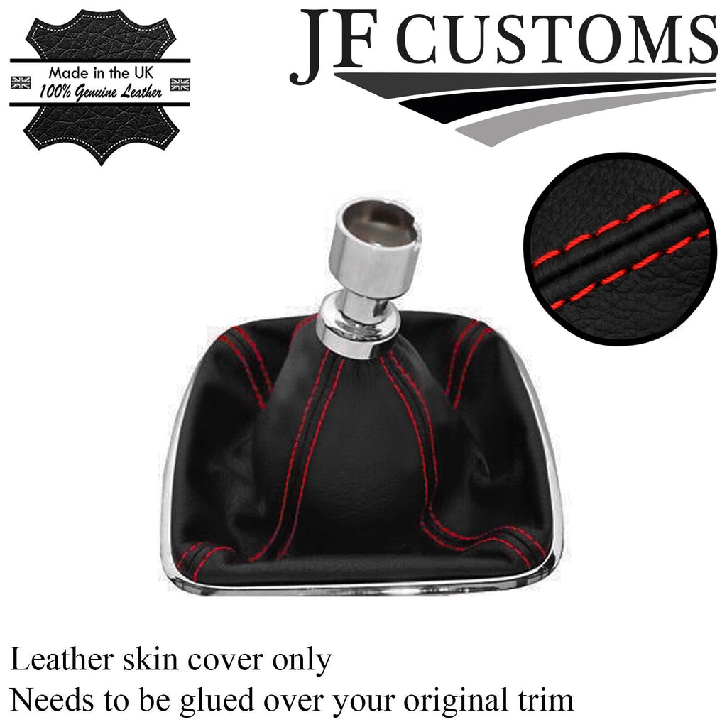 RED STITCH ITALIAN LEATHER GEAR GAITER FITS FORD S-MAX 06-14 CUSTOM NEW