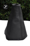 BLACK DOUBLE STTICH FITS SAAB SS 93 9-3 2003+ REAL LEATHER GEAR GAITER