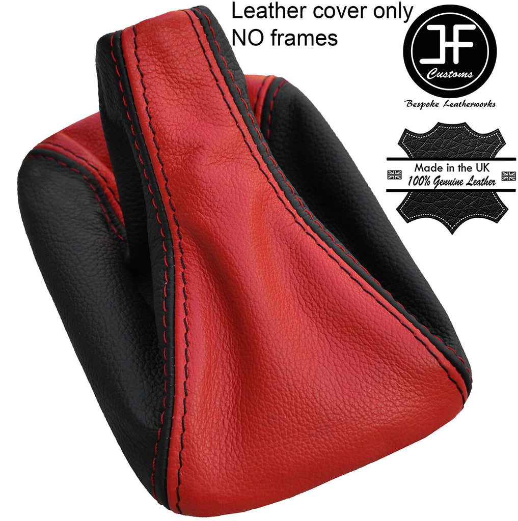 BLACK & RED TOP GRAIN REAL LEATHER GEAR GAITER FITS TOYOTA MR2 MK2 1989-00