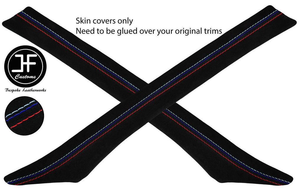 TRI STITCHING 2X A PILLAR SUEDE COVERS FOR BMW 8 SERIES E31 1990-1999 CUSTOM NEW