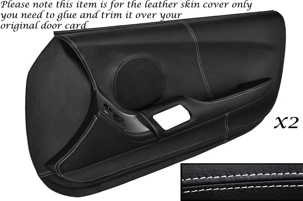 WHITE STITCH 2X FULL DOOR CARD LEATHER SKIN COVER FITS TOYOTA SUPRA MK4 93-02