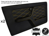 YELLOW DIAMOND STITCH 2X FRONT DOOR CARD LEATHER COVERS FOR BMW E30 COUPE