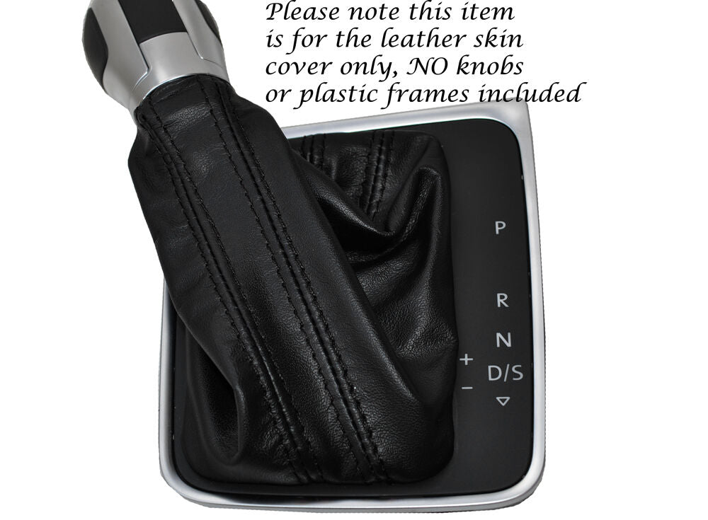 BLACK STITCH DSG AUTO AUTOMATIC LEATHER GAITER FITS VW GOLF MK7 VII JETTA 2013+