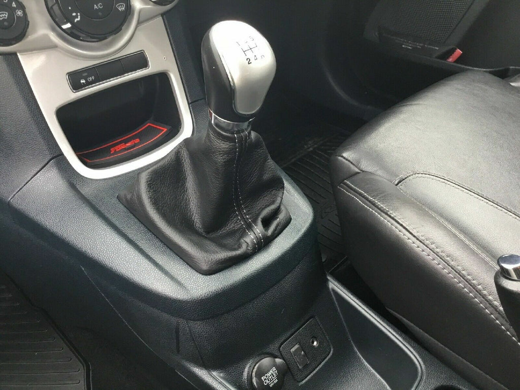 GREY DOUBLE STITCH FITS FORD FIESTA MK7 2008-2013 GEAR STICK GAITOR LEATHER