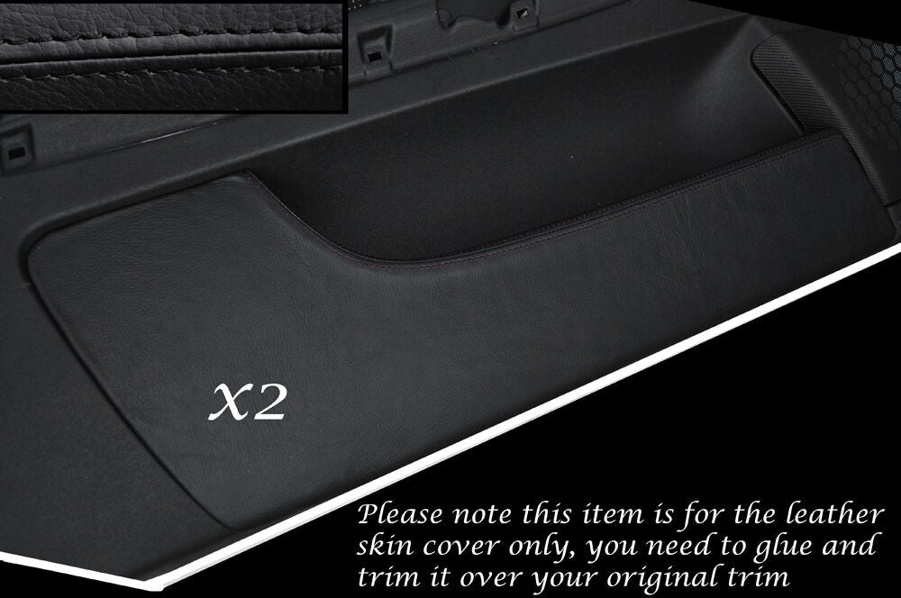 BLACK STITCH 2X DOOR POCKET LEATHER SKIN COVERS FITS AUDI A3 8P S3 03-12 3 DOOR