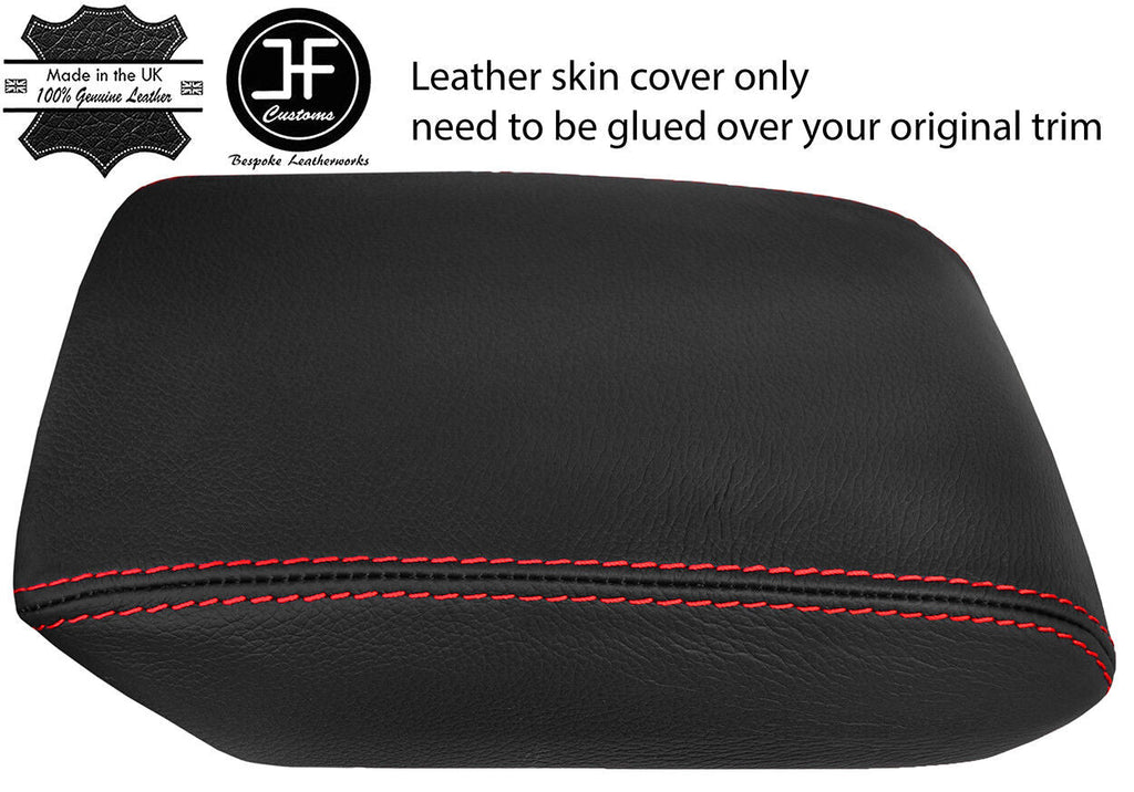 RED STITCHING SLIDING ARMREST LID REAL LEATHER COVER FITS AUDI A5 2008-2015