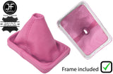 L PINK LEATHER GEAR GAITER WITH PLASTIC FRAME FOR VW NEW BEETLE 1998-2011