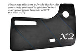 BLUE STITCH 2X DOOR CARDS LEATHER SKIN COVERS FITS VW T2 WESTFALIA CAMPER