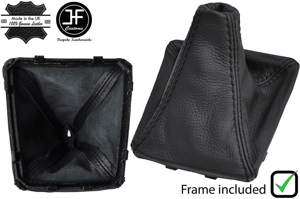 BLACK STITCH LEATHER GEAR GAITER + PLASTIC FRAME FOR MERCEDES CLA CLASS 13-18