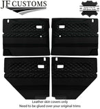 BLACK STITCH LUXE-LEATHER 4X FRONT REAR DOOR COVERS FOR DEFENDER 90 110 STYLE 3