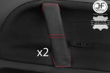 RED STITCHING 2X FRONT DOOR HANDLE LEATHER COVERS FITS VW TOUAREG 2002-2011