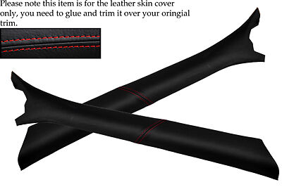 RED STITCH FITS FIAT PUNTO MK2 1999-2005 2X WINDSCREEN PILLAR LEATHER COVERS