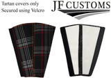 ORANGE STITCH RED TARTAN 2X SEAT BELT TALL COVERS FOR VW T5 TRANSPORTER