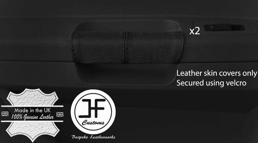 BLACK REAL LEATHER 2X REAR DOOR HANDLE COVERS FOR CHRYSLER 300C 2005-2011