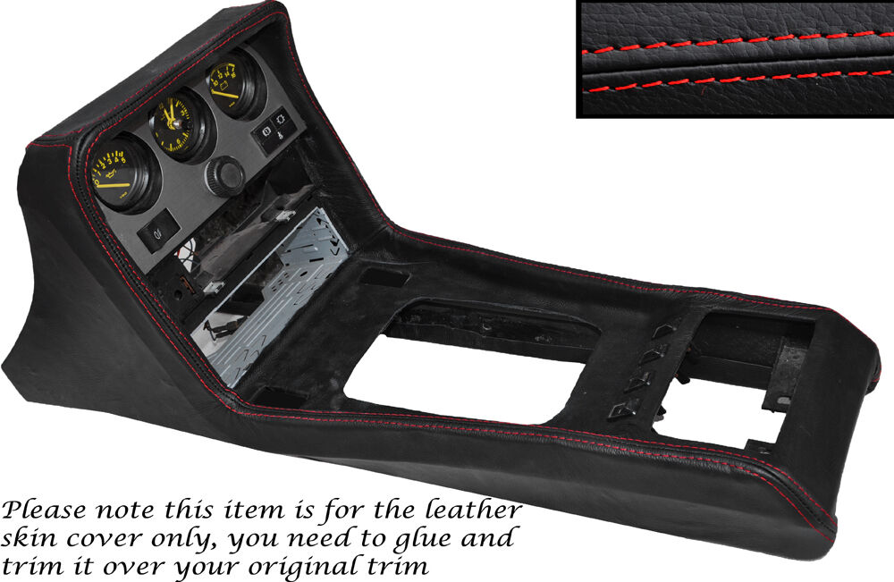 RED STITCH CENTRE CONSOLE LEATHER SKIN COVER FITS PORSCHE 924 944 1975-1985