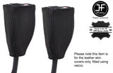 BLACK STICH 2X FRONT SEAT BELT LEATHER COVERS FITS RENAULT GRAND SCENIC 04-09