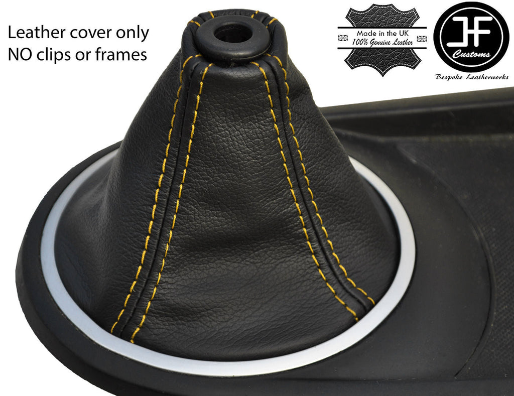 YELLOW STITCH FITS HYUNDAI TIBURON COUPE 2002-2008 GEAR GAITER REAL LEATHER