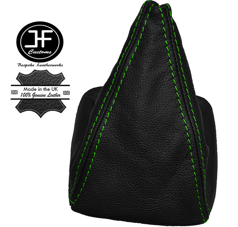 GREEN STITCH MANUAL LEATHER GEAR GAITER FITS SKODA OCTAVIA MK2 II 04-12