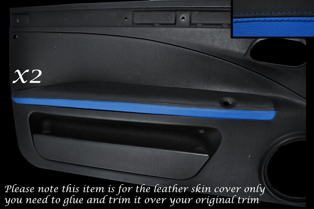 BLUE & BLACK 2X DOOR ARMREST LEATHER SKIN COVERS FITS FIAT COUPE 1993-2000