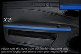 BLUE & BLACK 2X DOOR ARMREST LEATHER SKIN COVERS FITS FIAT COUPE 1993-2000