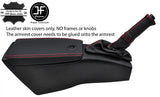 RED STITCH ARMREST + HANDBRAKE + HANDLE LEATHER COVERS FOR FIAT BARCHETTA