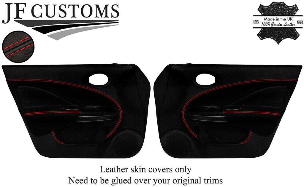 RED STITCH 2X FRONT DOOR CARD FULL LEATHER COVER FITS NISSAN JUKE 2010-2019