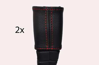 red stitch FITS HYUNDAI COUPE MK2 99-01 2X FRONT SEAT BELT STALK LEATHER COVERS