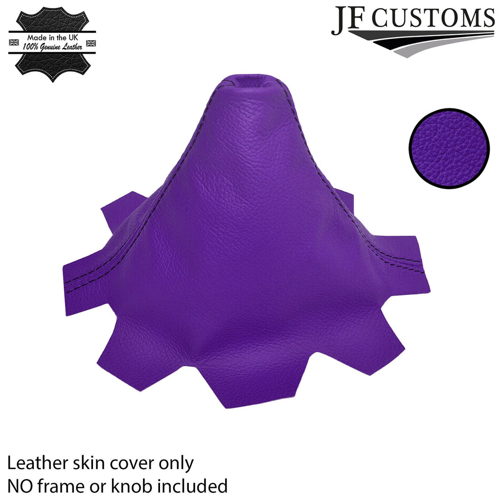 PURPLE LEATHER FITS VW T5 TRANSPORTER GEAR BLACK STITCHING 2003-2010 CUSTOM NEW
