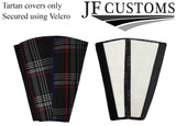 BLACK STITCH RED TARTAN 2X SEAT BELT TALL COVERS FITS VW CADDY MK3 2K 05-15