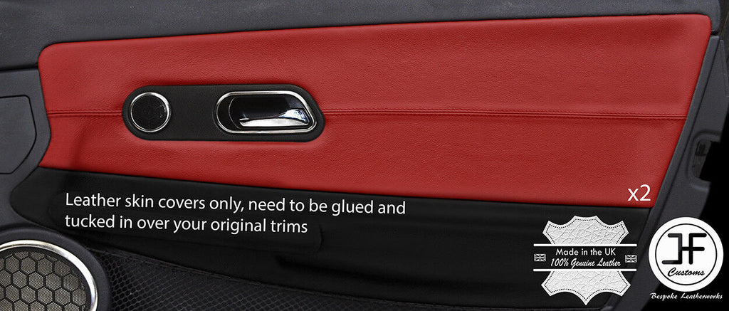 DARK RED REAL LEATHER  2X DOOR CARD TRIM COVERS FOR CHRYSLER CROSSFIRE 2003-2008