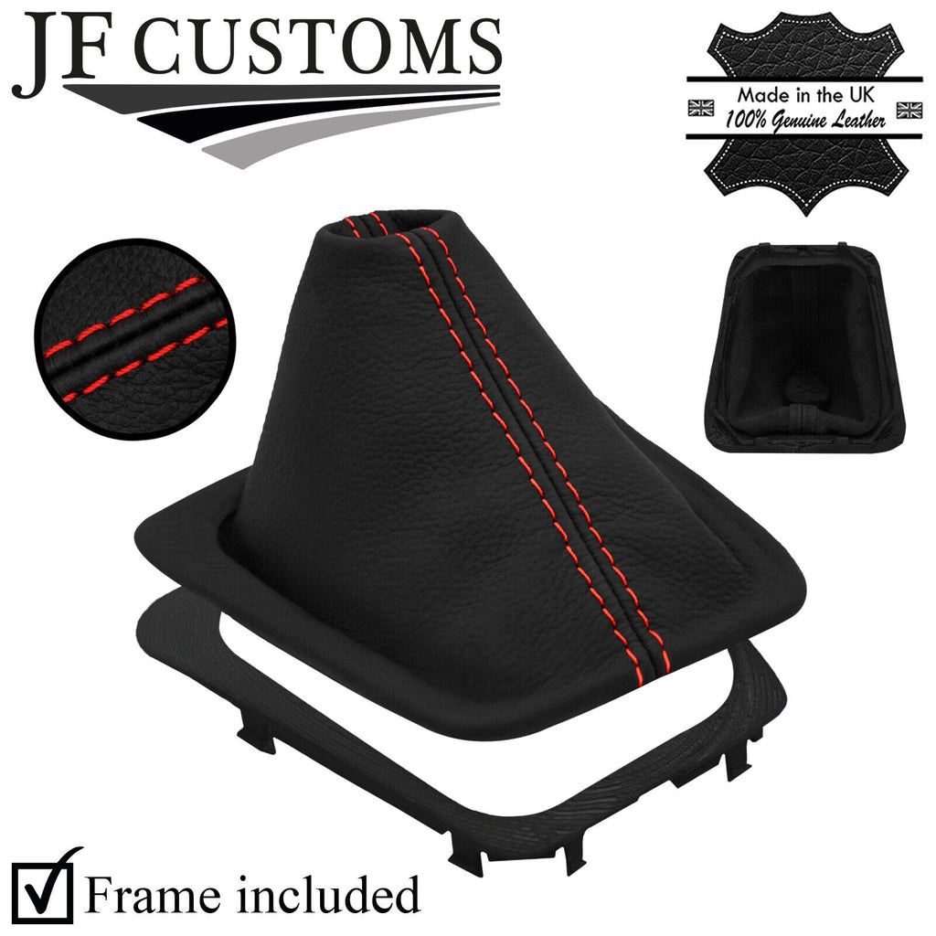 RED STITCH LEATHER MANUAL GEAR GAITER WITH PLASTIC FRAME FITS KIA RIO 17-21