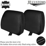 WHITE STICH 2X FRONT HEADREST SKIN COVERS FITS LAND ROVER DEFENDER 90 110 83-06