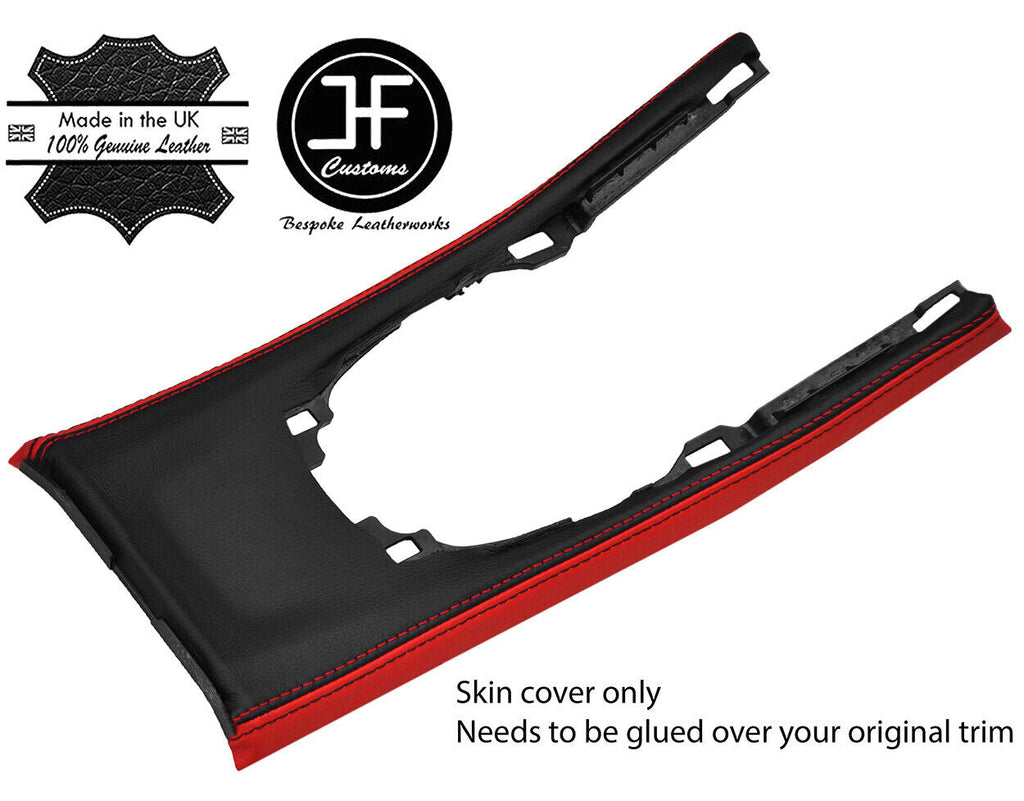 BLACK & RED REAL LEATHER CONSOLE GEAR SURROUND FITS NISSAN PULSAR 2014-2019