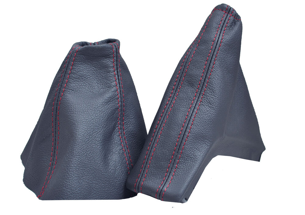 RED STITCH FITS ASTRA H MK5 GEAR & HANDBRAKE GAITER REAL GREY LEATHER CUSTOM NEW